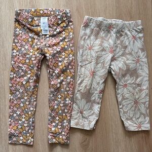 Bundle of Floral and Daisy Print Kids Leggings Size 2T - Carter’s & Baby Gap